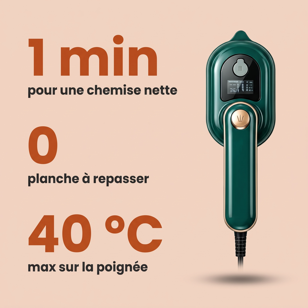 1 min, 0 planche, 40 °C max sur la poignée